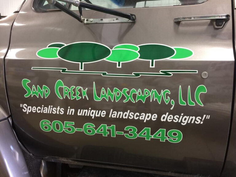 sand creek landscaping truck sign 1 768x576