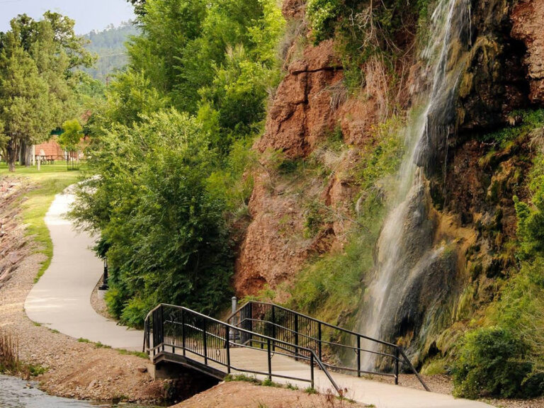 hot springs waterfall and sidewalk 768x576