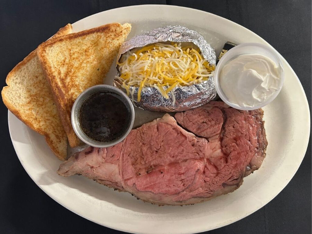 Prime rib dinner at Lazy R Bar and Grill, Hermosa