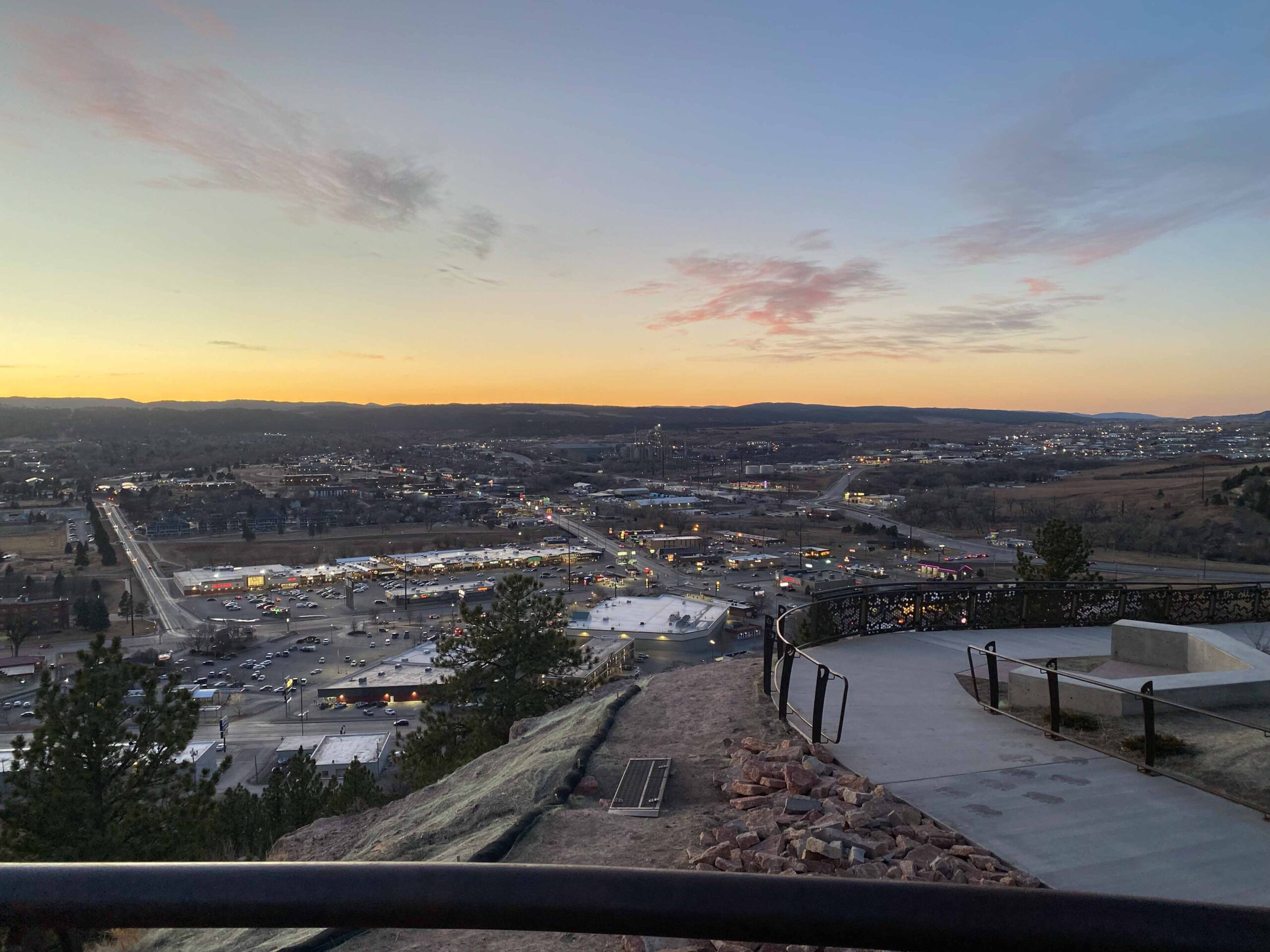 Overlook in Rapid City, SD, at sunset